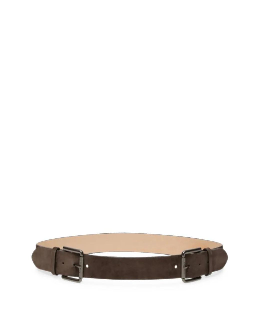 Max Mara White Suede Double-Buckle Belt