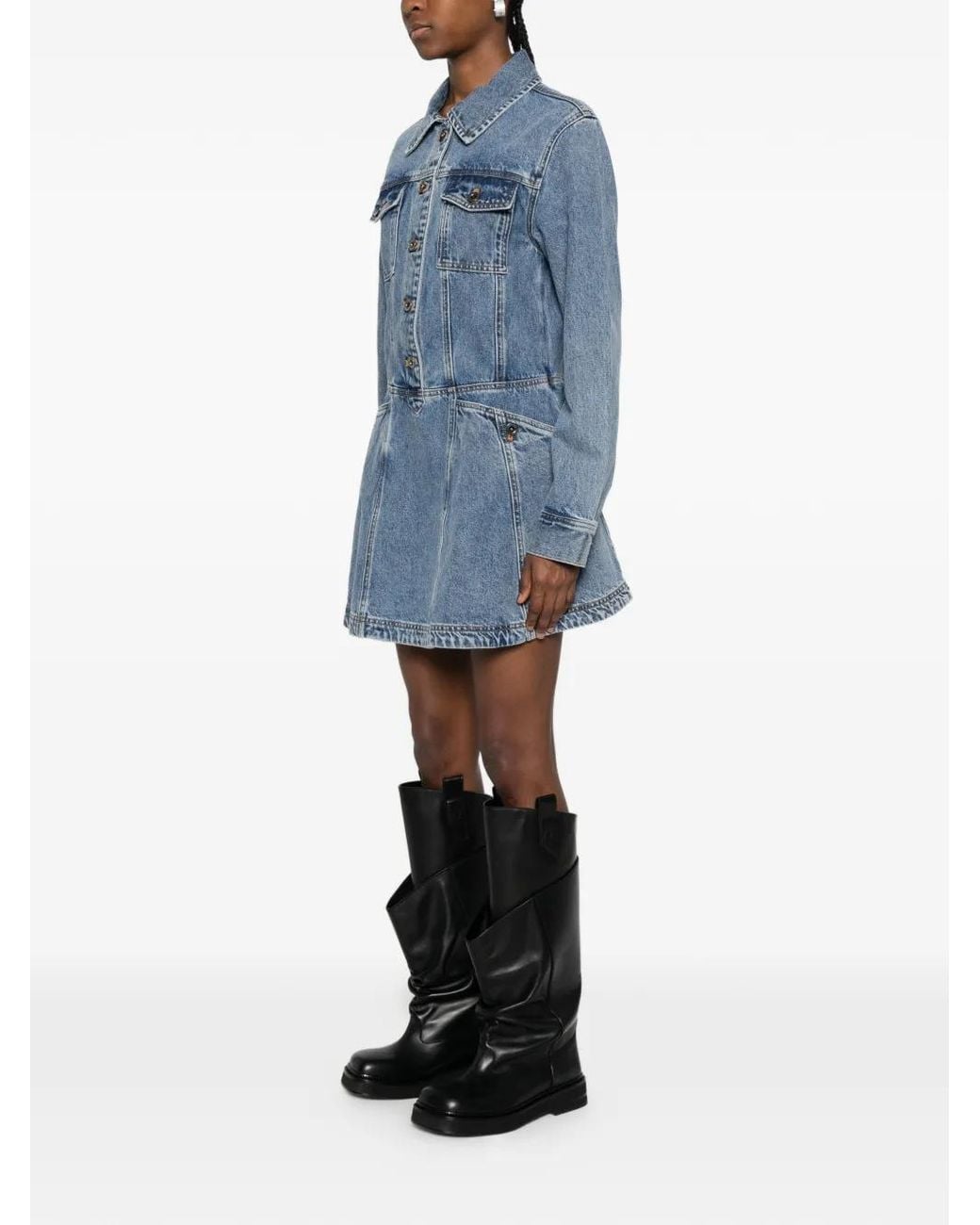 Self-Portrait Blue Denim Mini Shirt Dress