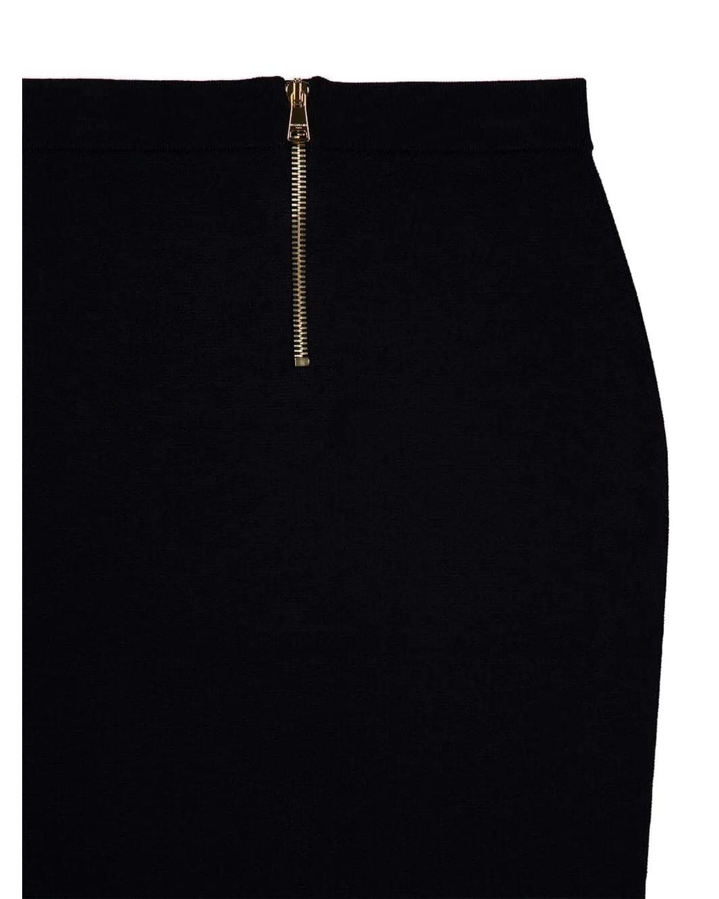 Balmain Blue Button-Detail Midi Skirt