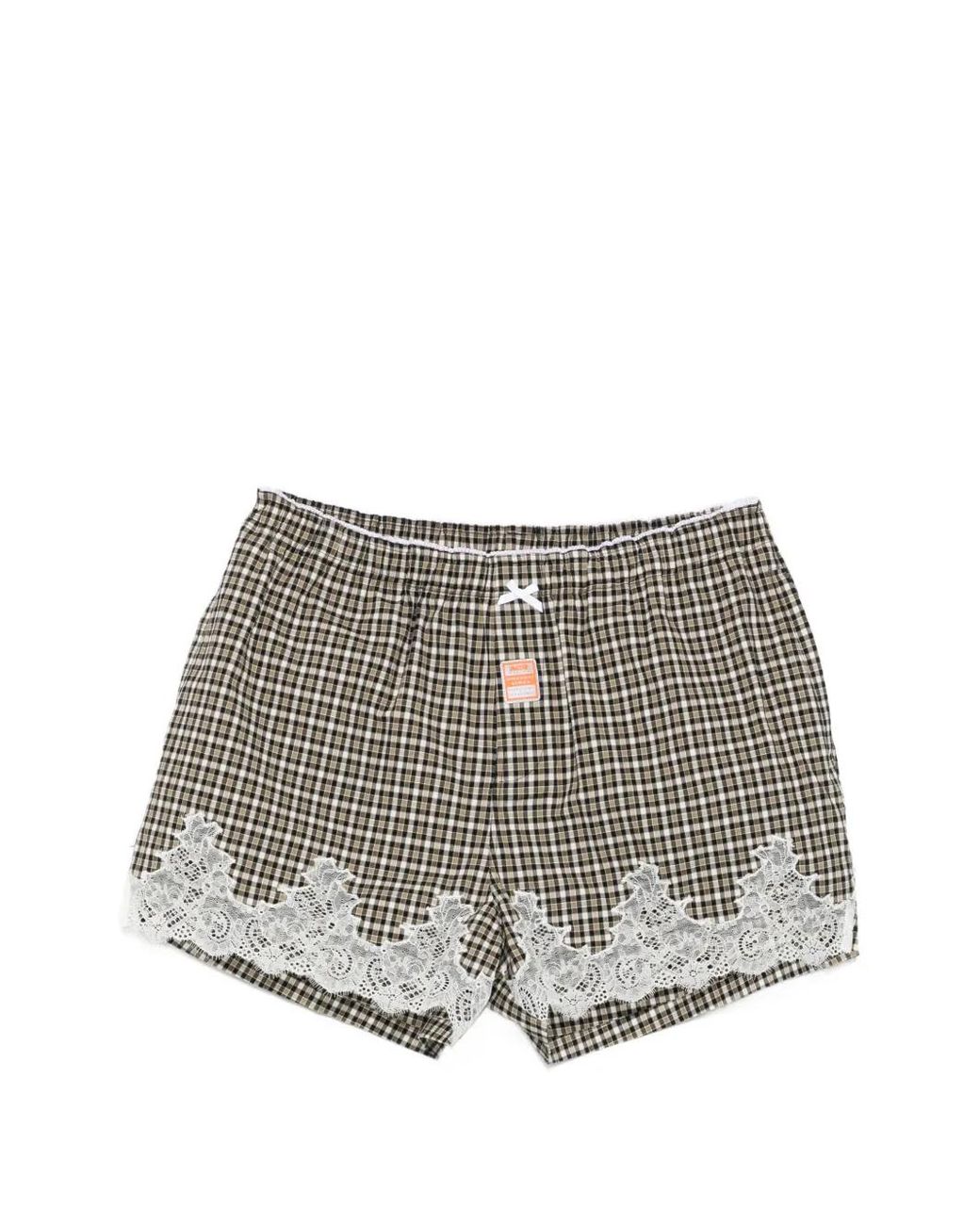 Martine Rose Gray Check Lace-Trim Shorts for men