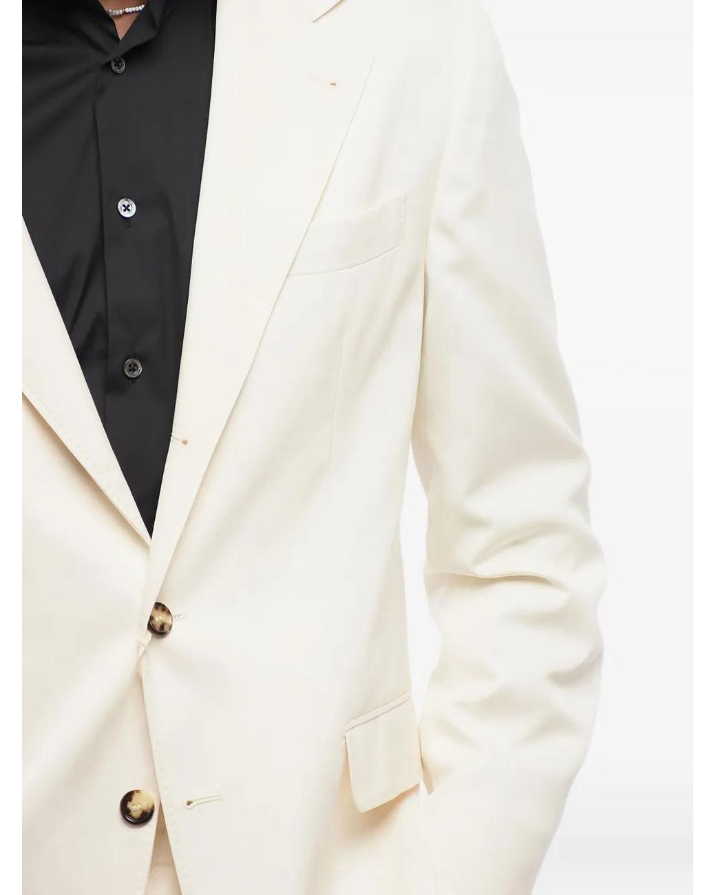 Brunello Cucinelli Natural Single-Breasted Silk Blazer for men