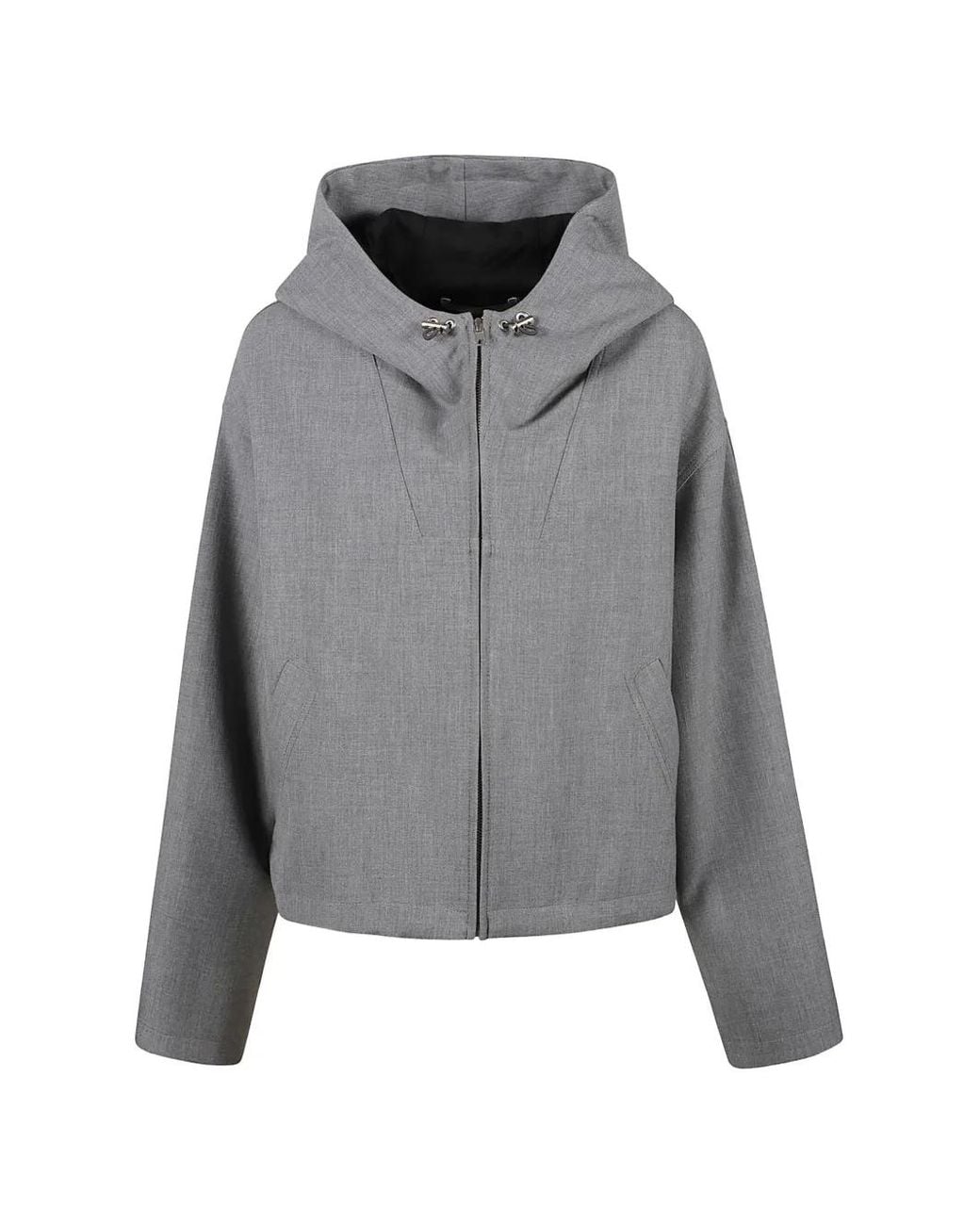 IRO Gray Maureen Hooded Zip-Up Cropped Jacket