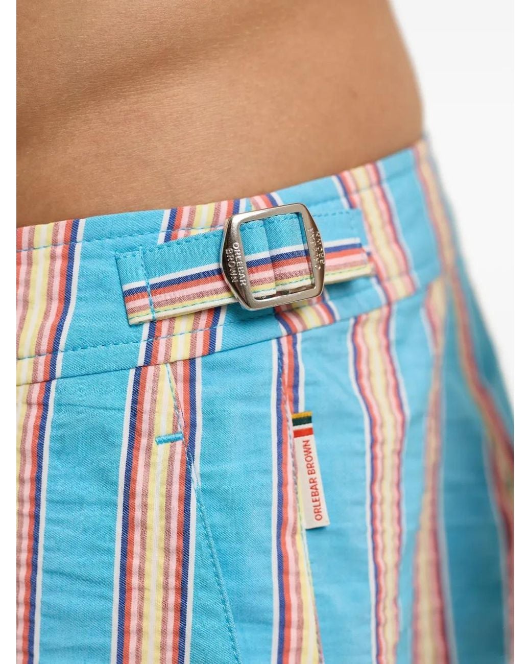 Orlebar Brown Blue Mid-Length Deckchair Stripe Swim Shorts for men