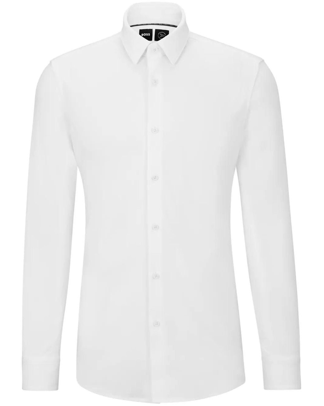 Boss Slim-Fit Overhemd Van Een Performance Stretch Katoenenblend in het White voor heren