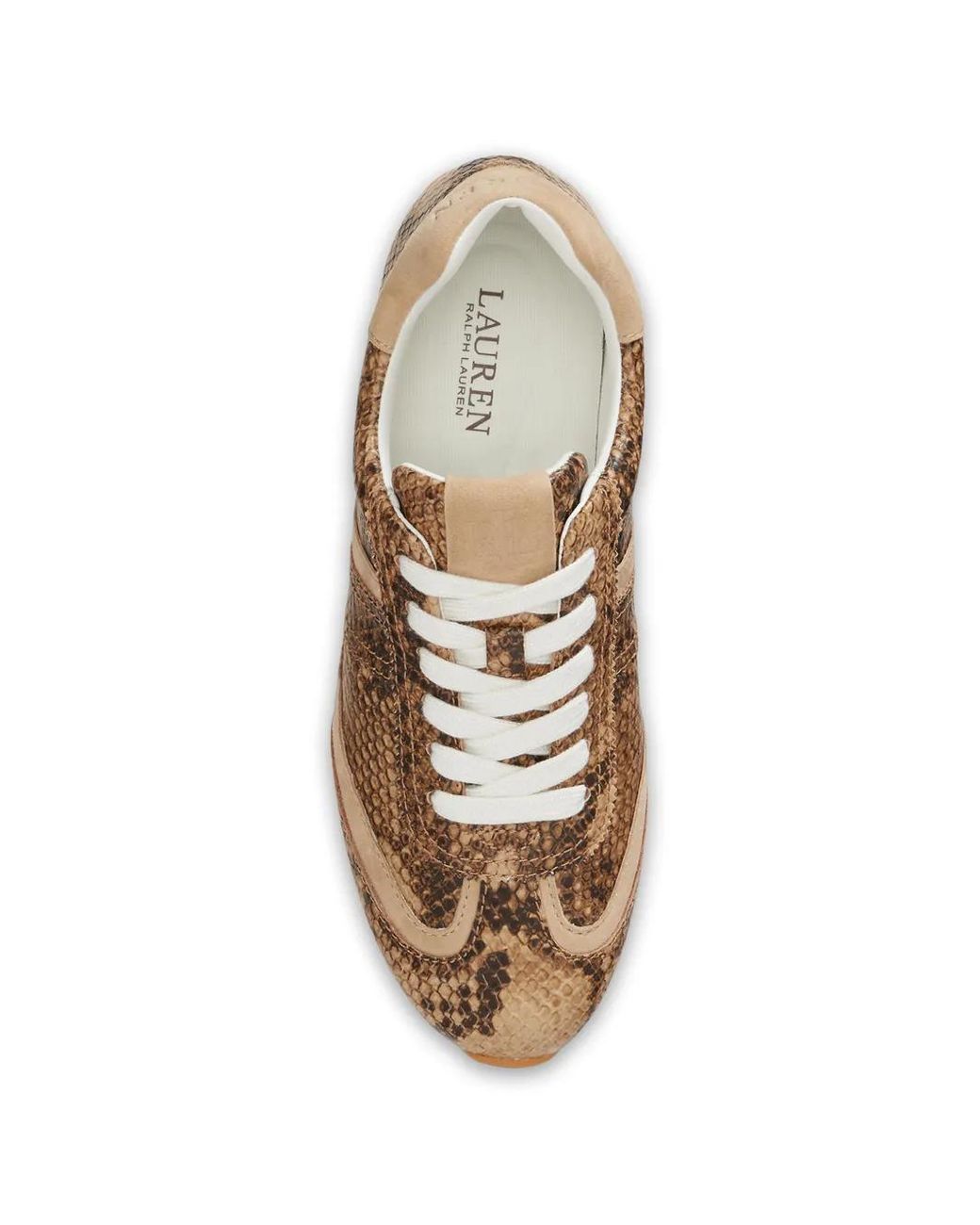 Ralph Lauren Brown Dani Python-Embossed Leather Sneakers