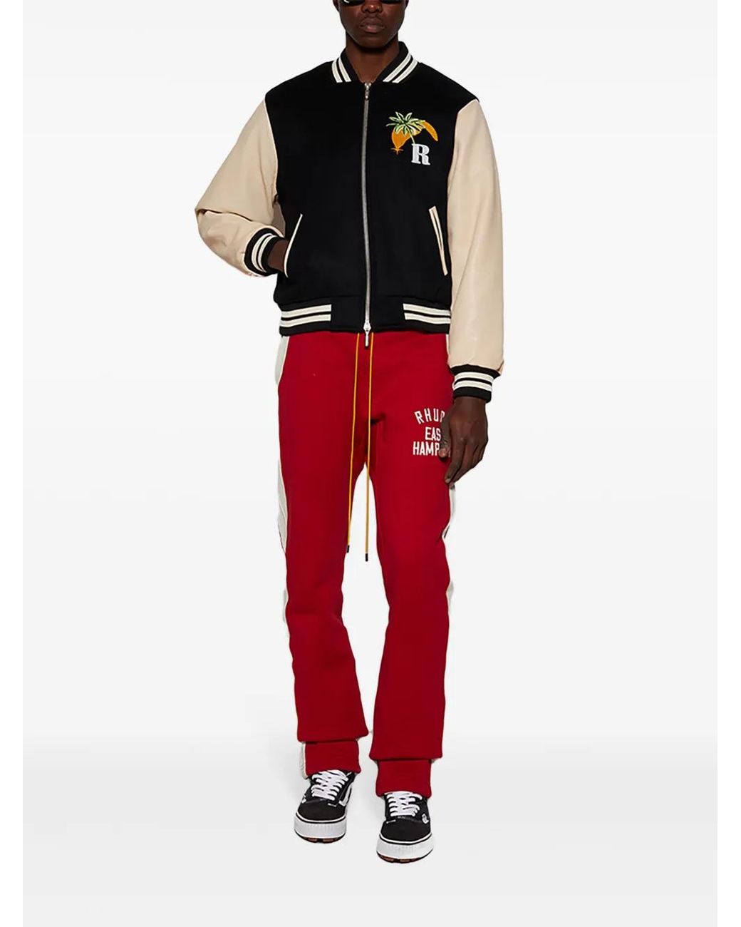 Rhude Black Logo-Embroidered Bomber Jacket for men
