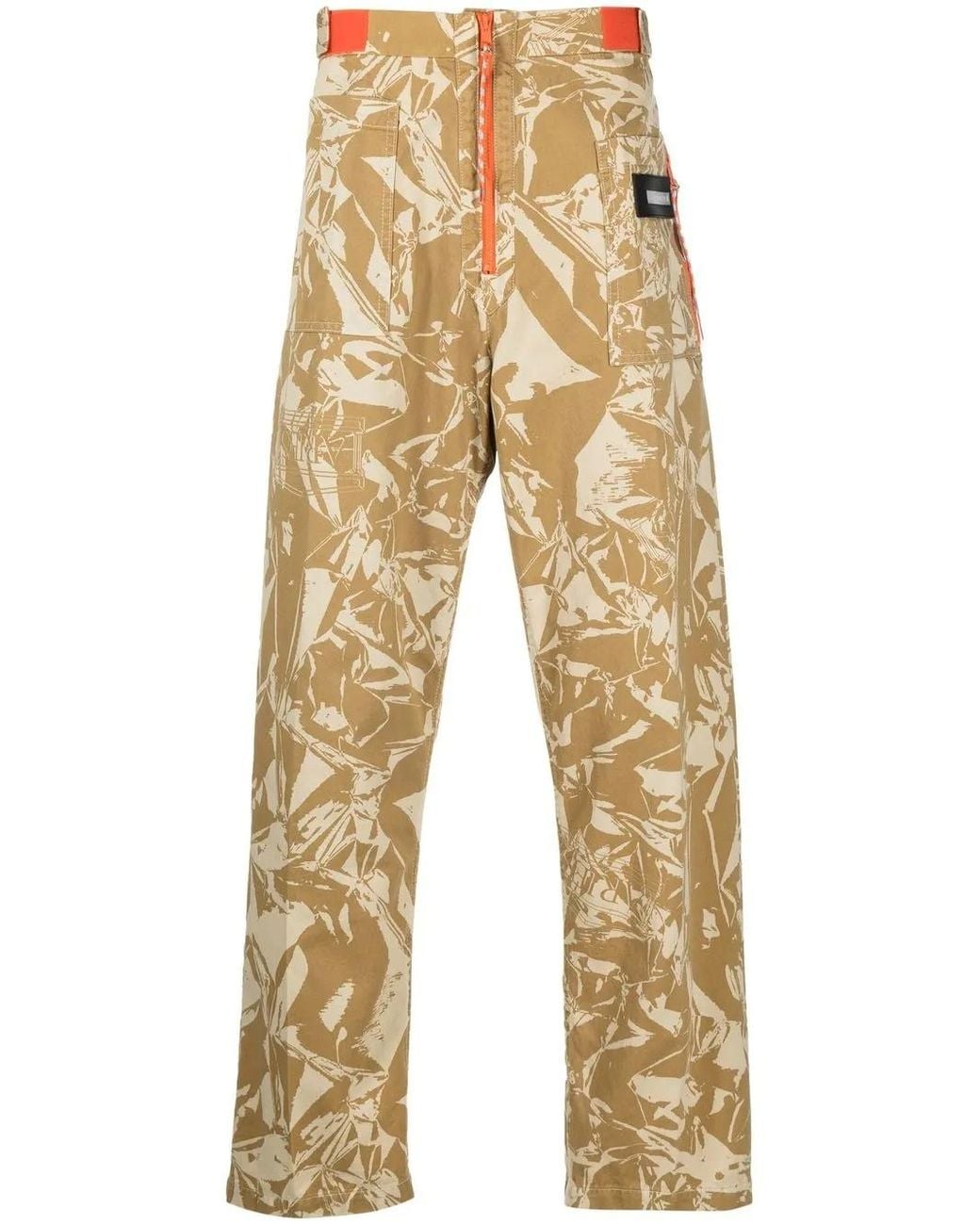 Aries Natural Graphic-Print Cotton Twill Trousers for men
