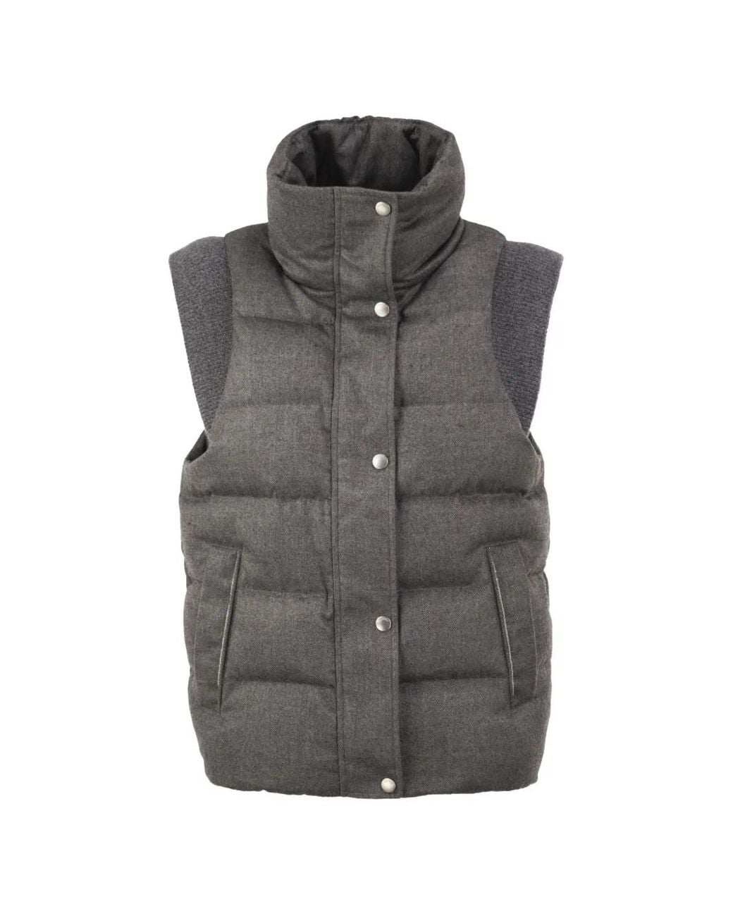 Peserico Gray Padded High-Neck Gilet