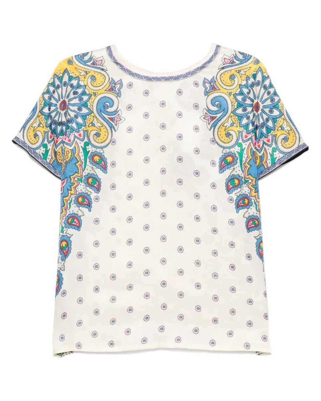 Etro Blue Paisley Print Silk Blend Top
