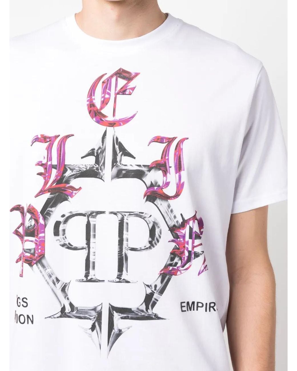 Philipp Plein White Ss Chrome Round-Neck T-Shirt for men