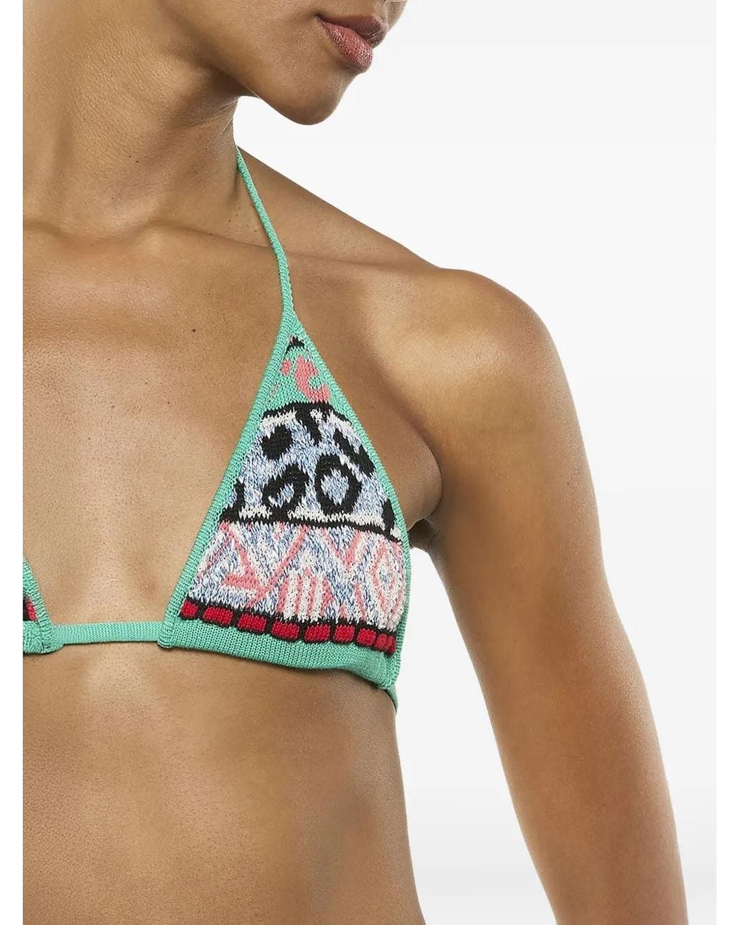Laneus Blue Knit Bikini Top