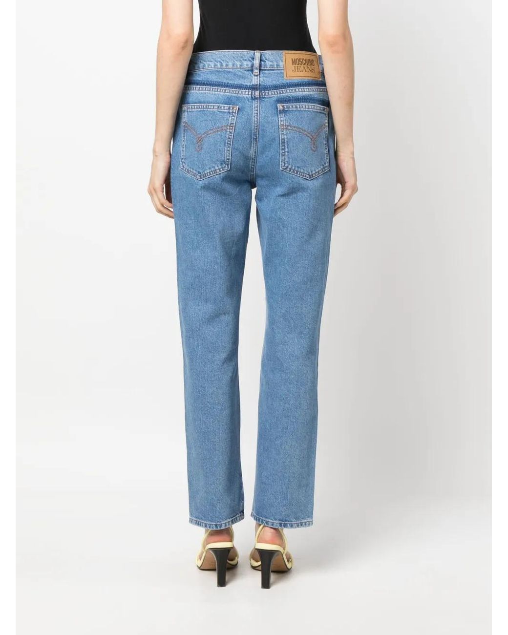 Moschino Blue Two-Tone Straight-Leg Jeans