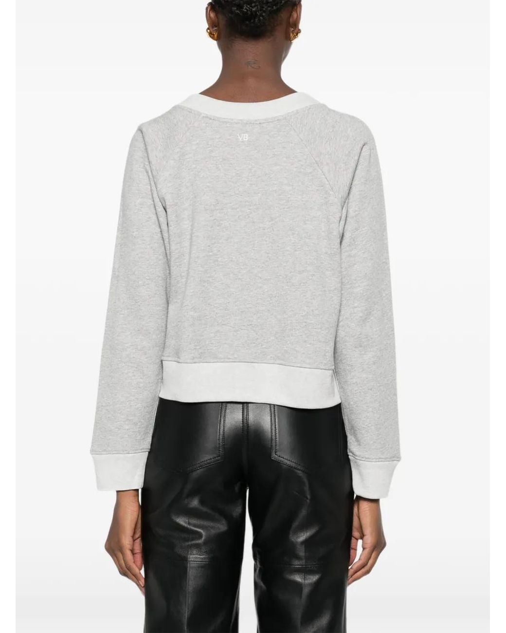 Victoria Beckham White Slogan-Print Raglan-Sleeve Sweatshirt