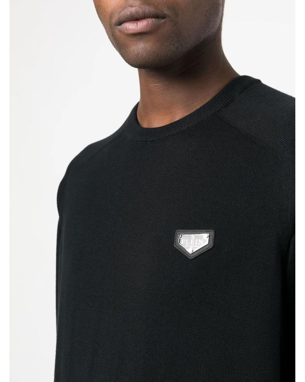 Philipp Plein Black Logo-Plaque Jumper for men
