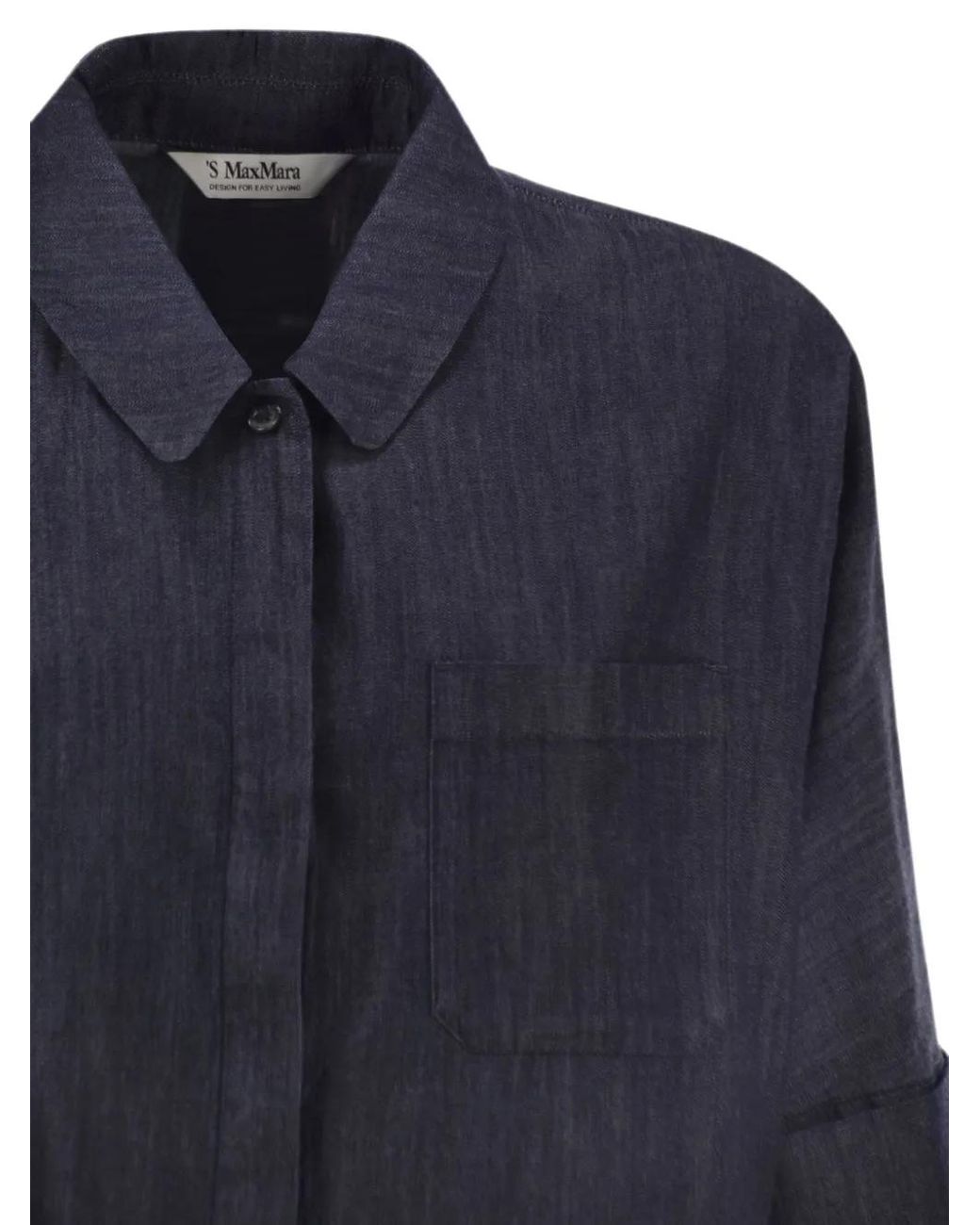 Max Mara Blue Short-Sleeve Denim Shirt