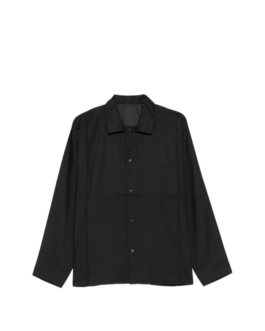 Issey Miyake Black Panelled Press-Stud Shirt for men