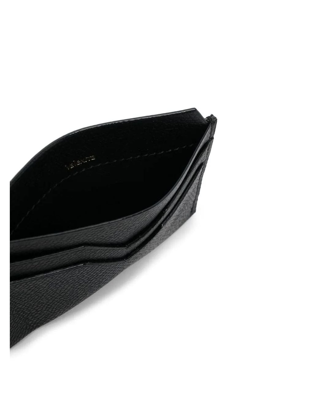 Valextra Black V-Shape Detail Leather Cardholder