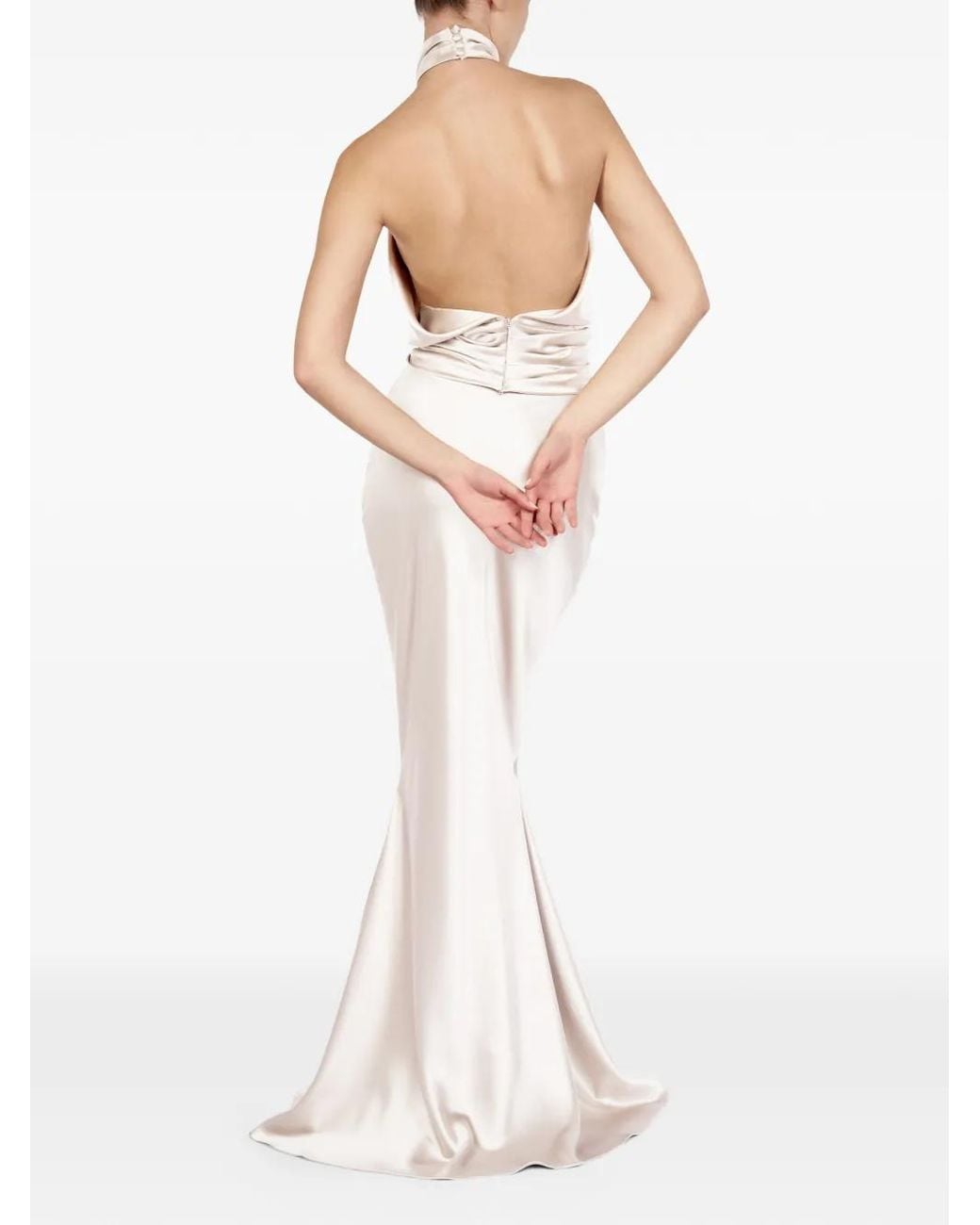 ALEXIA & ANTONIA White Bias-Cut Maxi Skirt