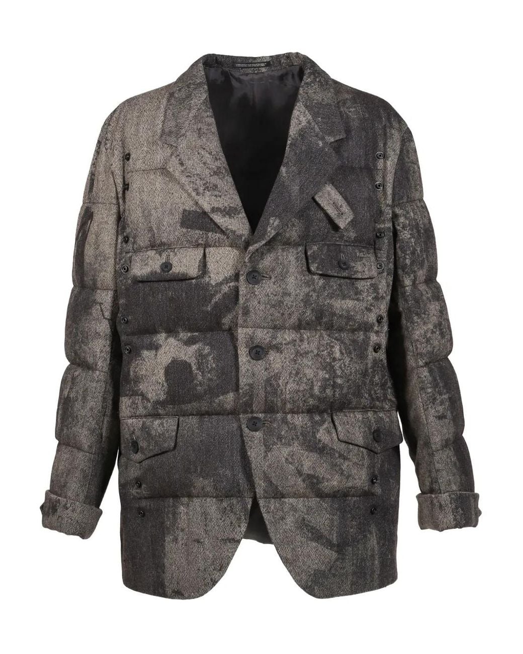 Yohji Yamamoto Gray Buttoned Padded Jacket for men