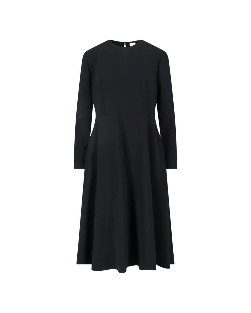 Aspesi Black Long-Sleeve Flared Midi Dress