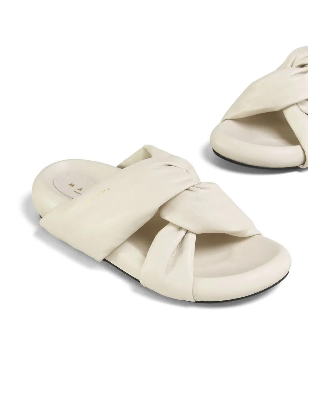 Marni White Bubble Twist-Detail Leather Sandals