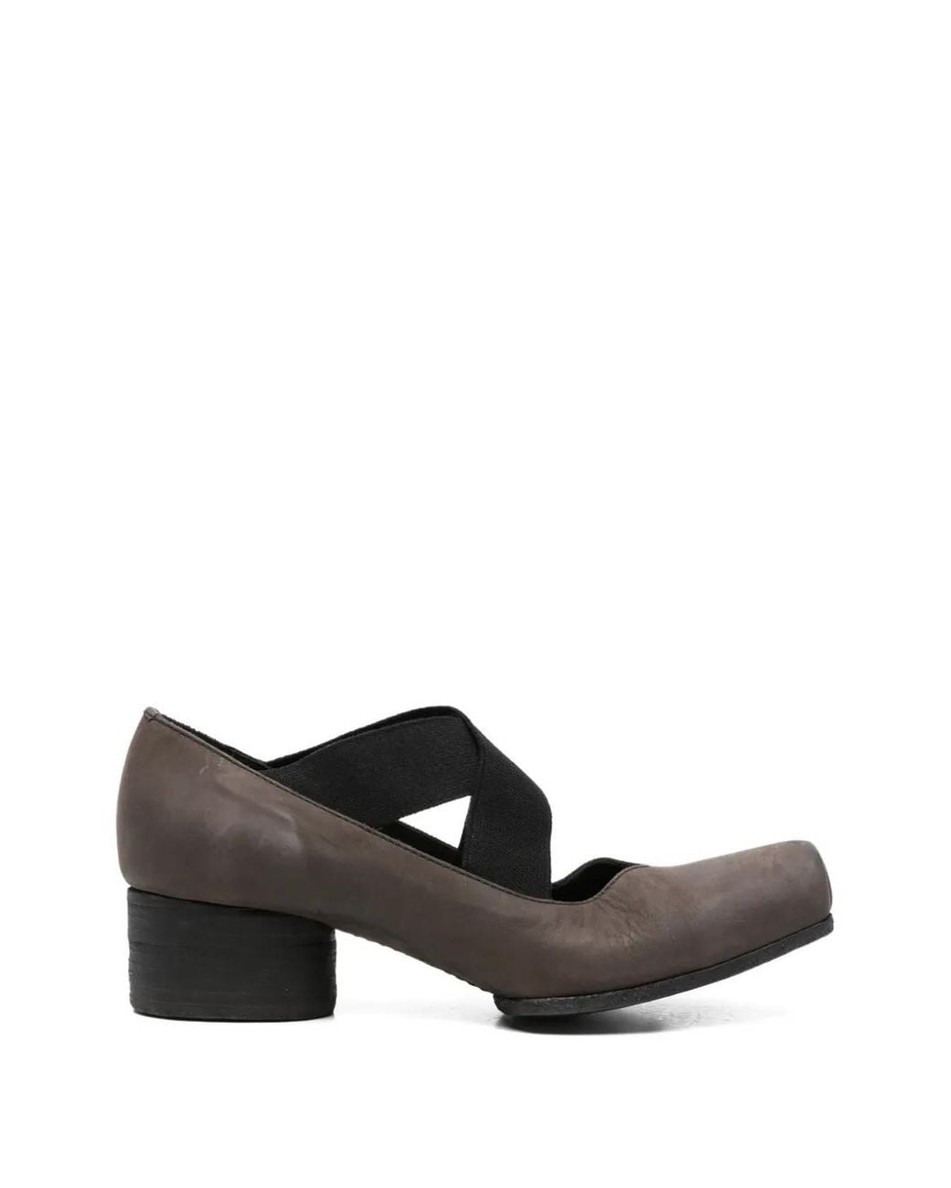 Uma Wang Black Cross-Strap Square-Toe Pumps