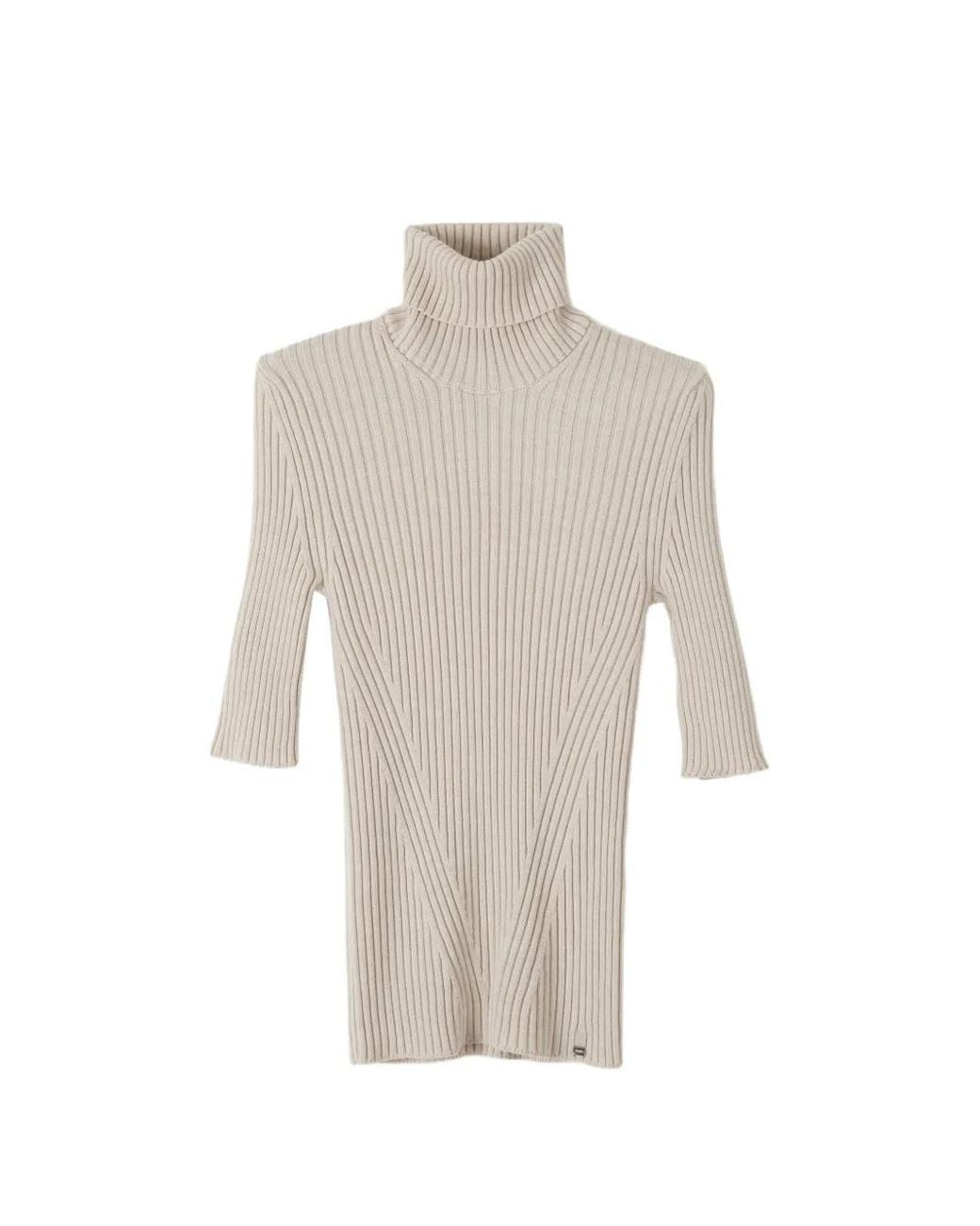 Herno White Pull Côtelé À Manches Courtes