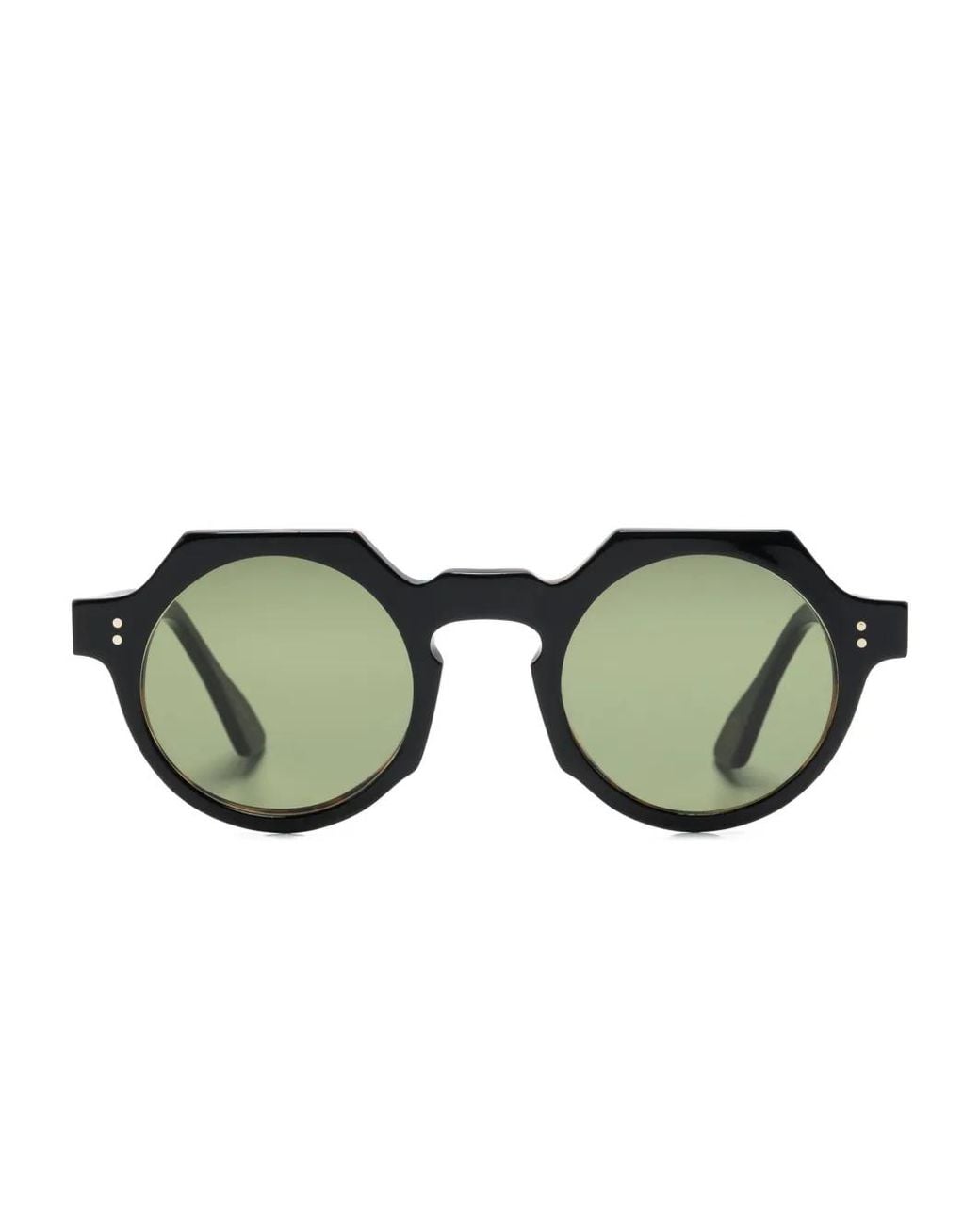 Lesca Green Buzz Round-Frame Sunglasses
