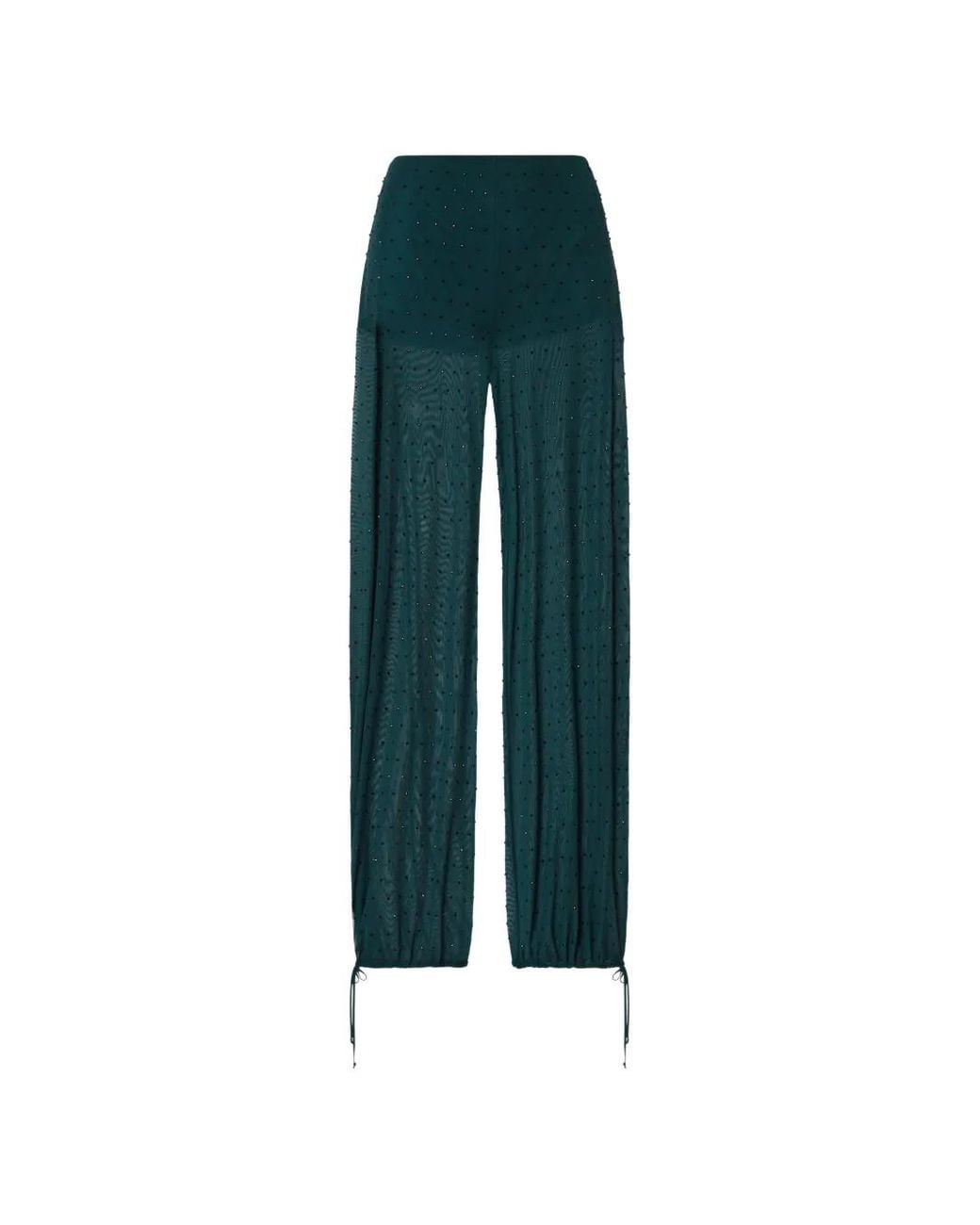 Liu Jo Green Tulle Trousers With Jewel Embroidery