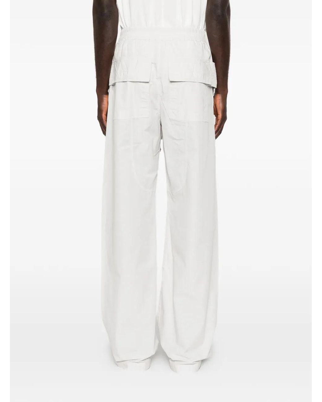 Rick Owens White Drawstring Pocket Trousers for men