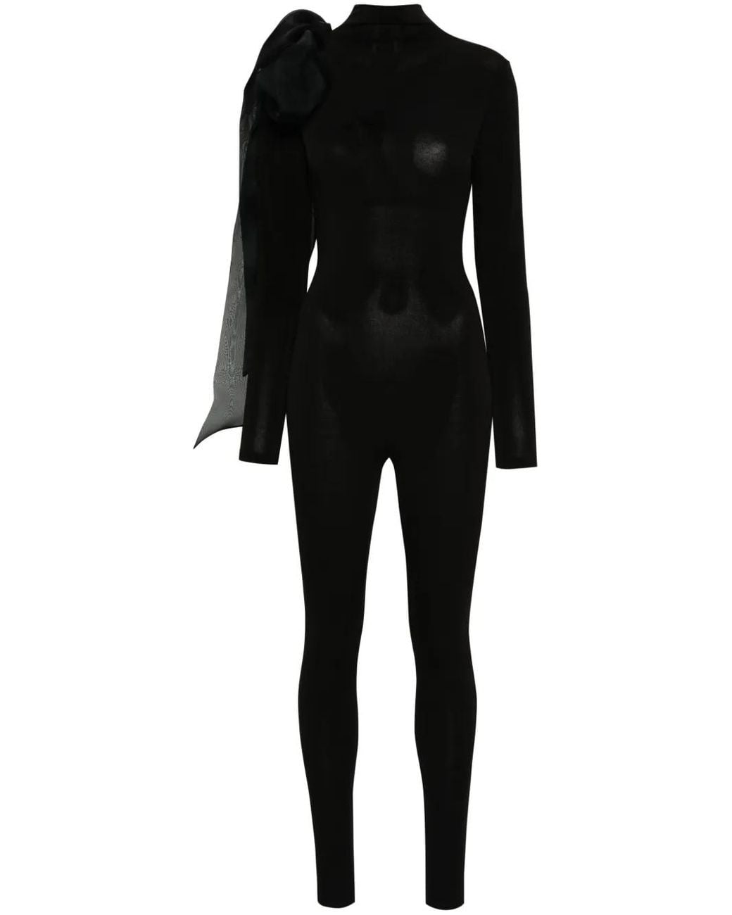 Atu Body Couture Black Ruched Draped Jumpsuit