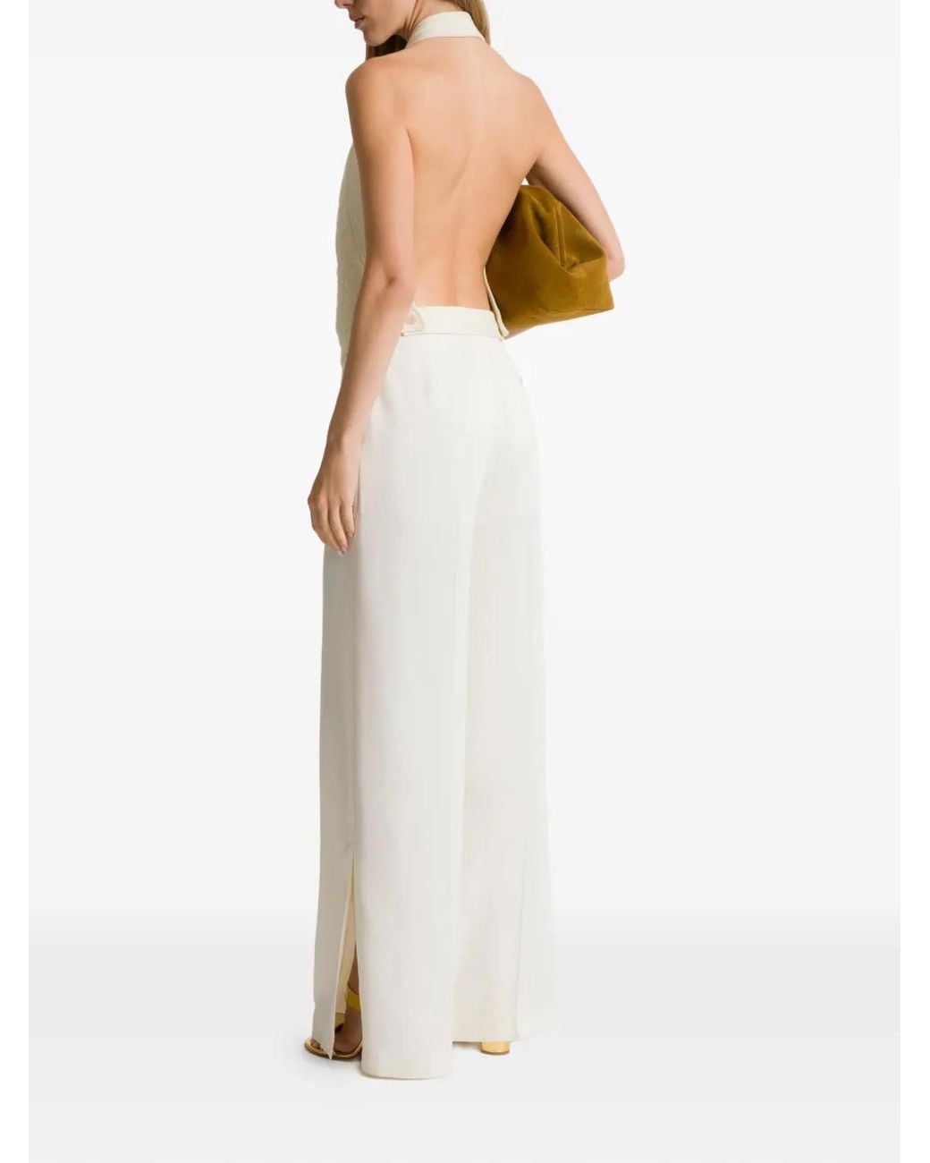 Alberta Ferretti White Quilted Halterneck Vest
