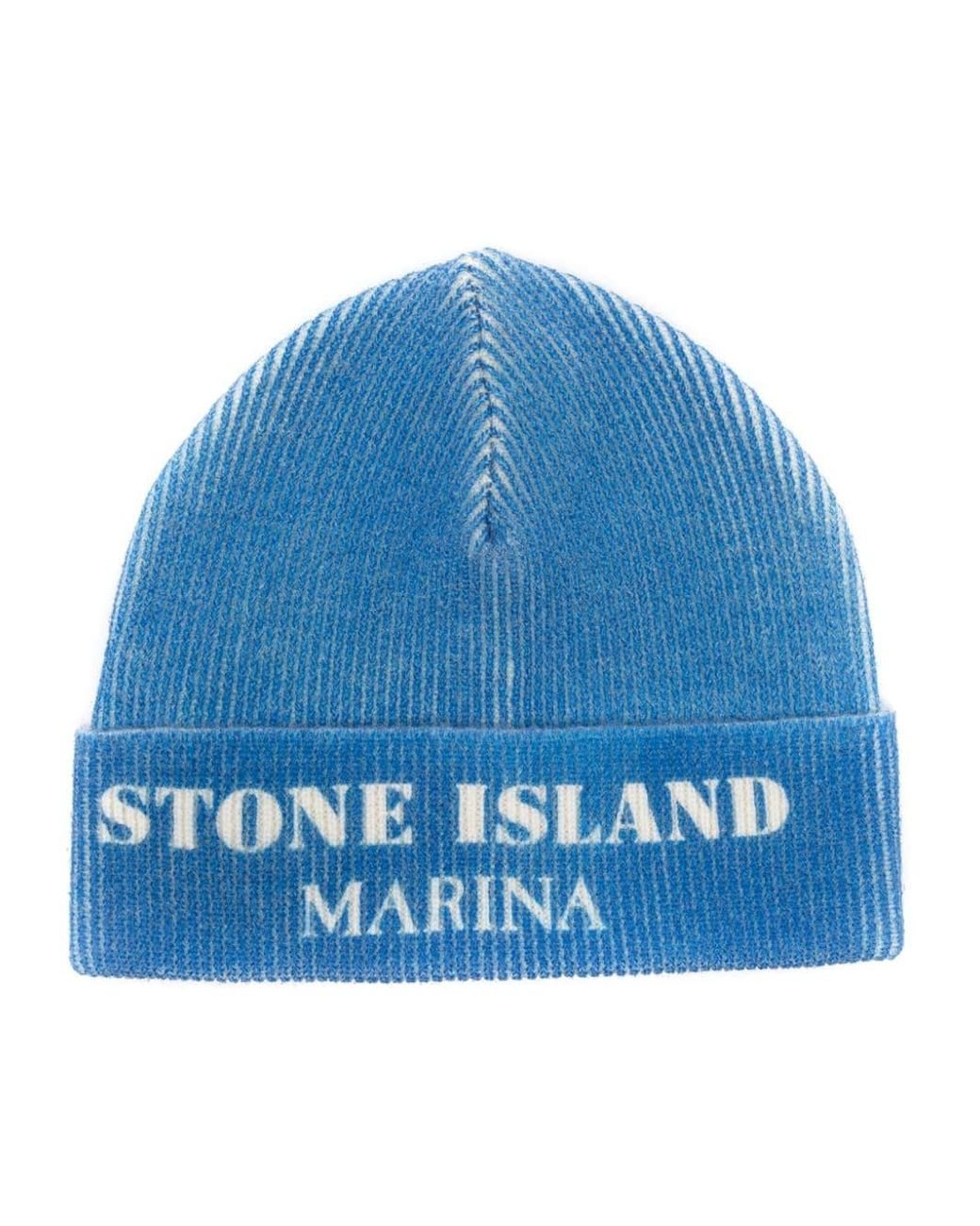 Stone Island Marina Beanie in Blue | Lyst