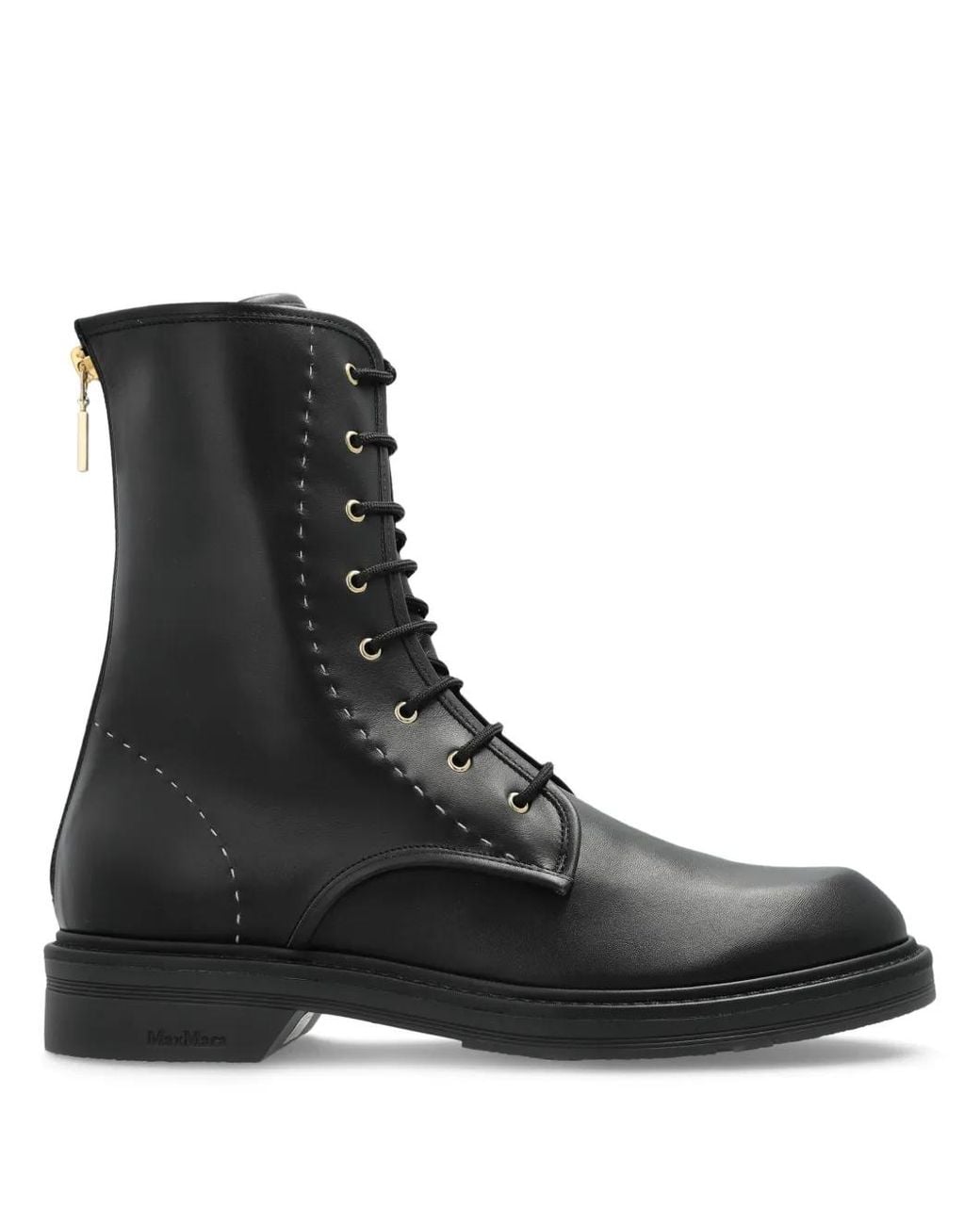 Max Mara Black Lace-Up Combat Boots