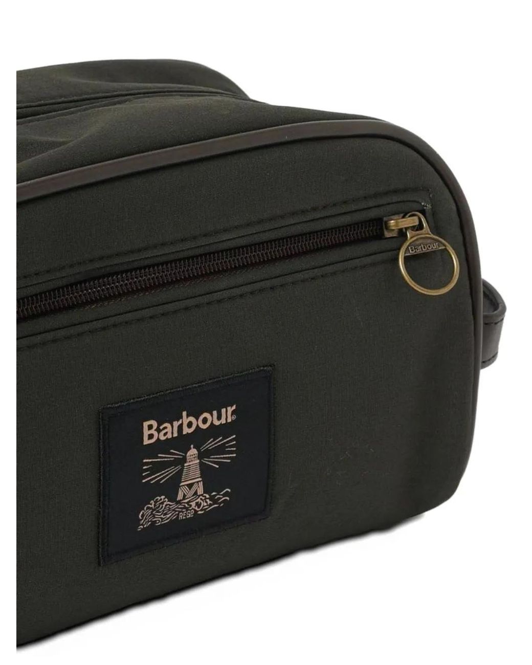 Barbour Black Zip Logo Washed Bag for men