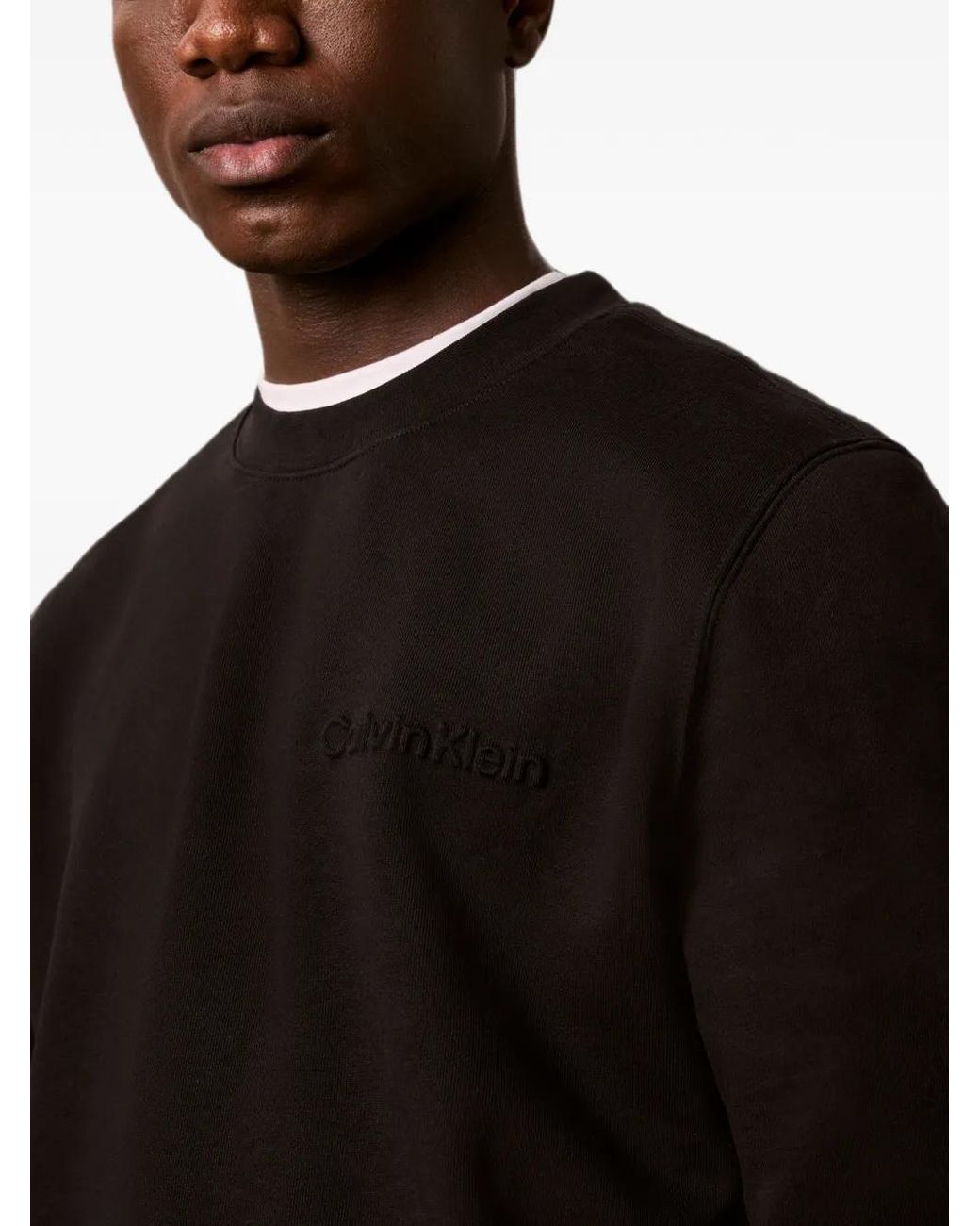 Calvin Klein Black Logo-Embroidered Sweatshirt for men