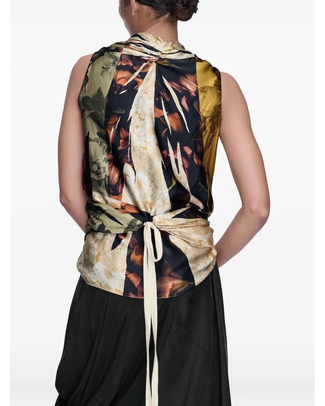 Maison Margiela Yellow Draped Silk Top