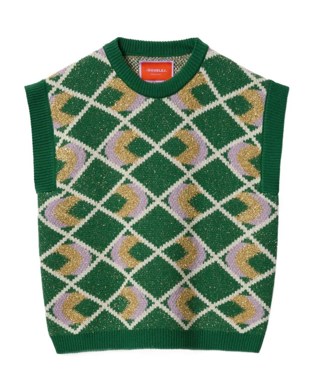 LaDoubleJ Green Half-Light Argyle Top