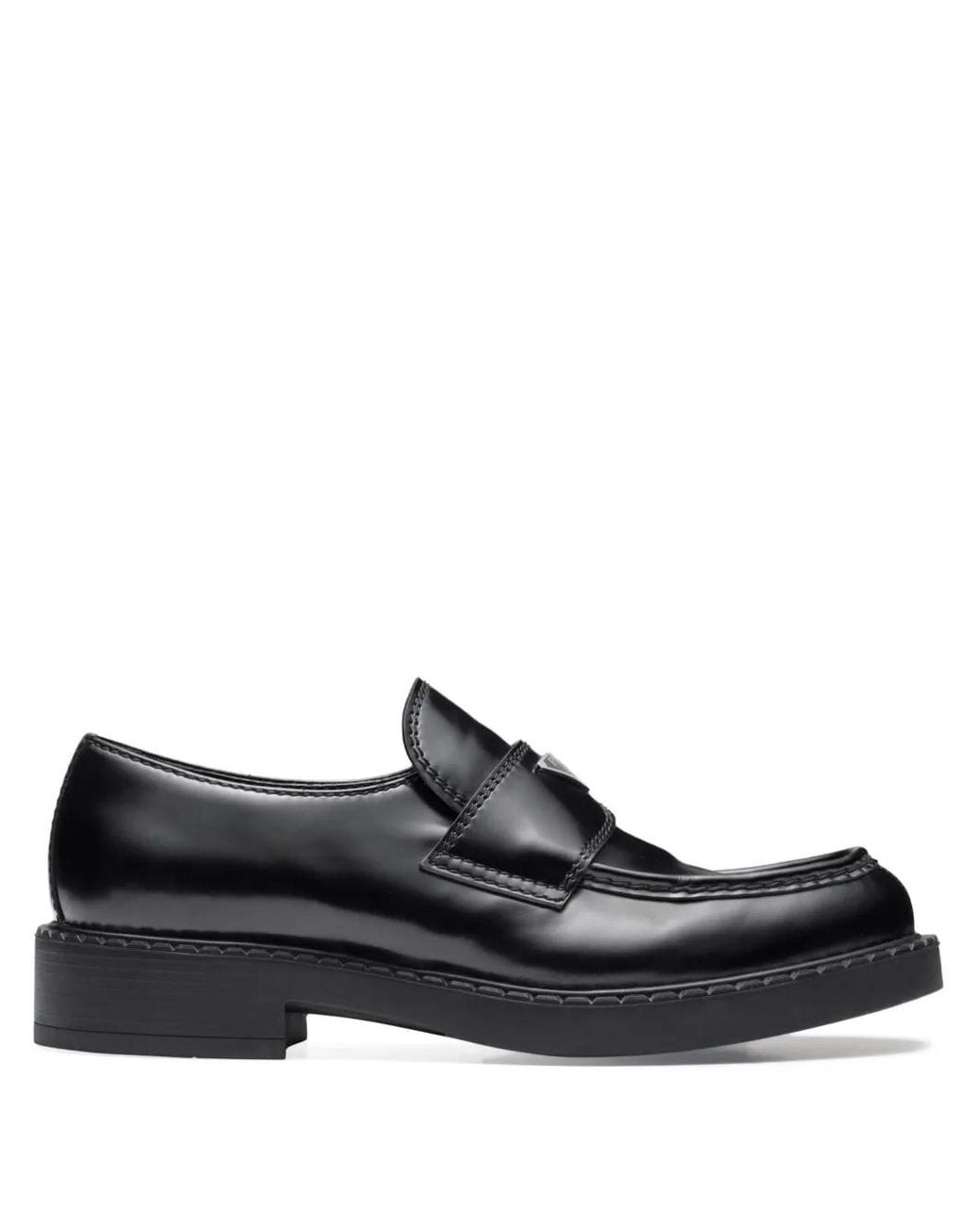Prada Black Chocolate Brushed-Leather Loafers for men