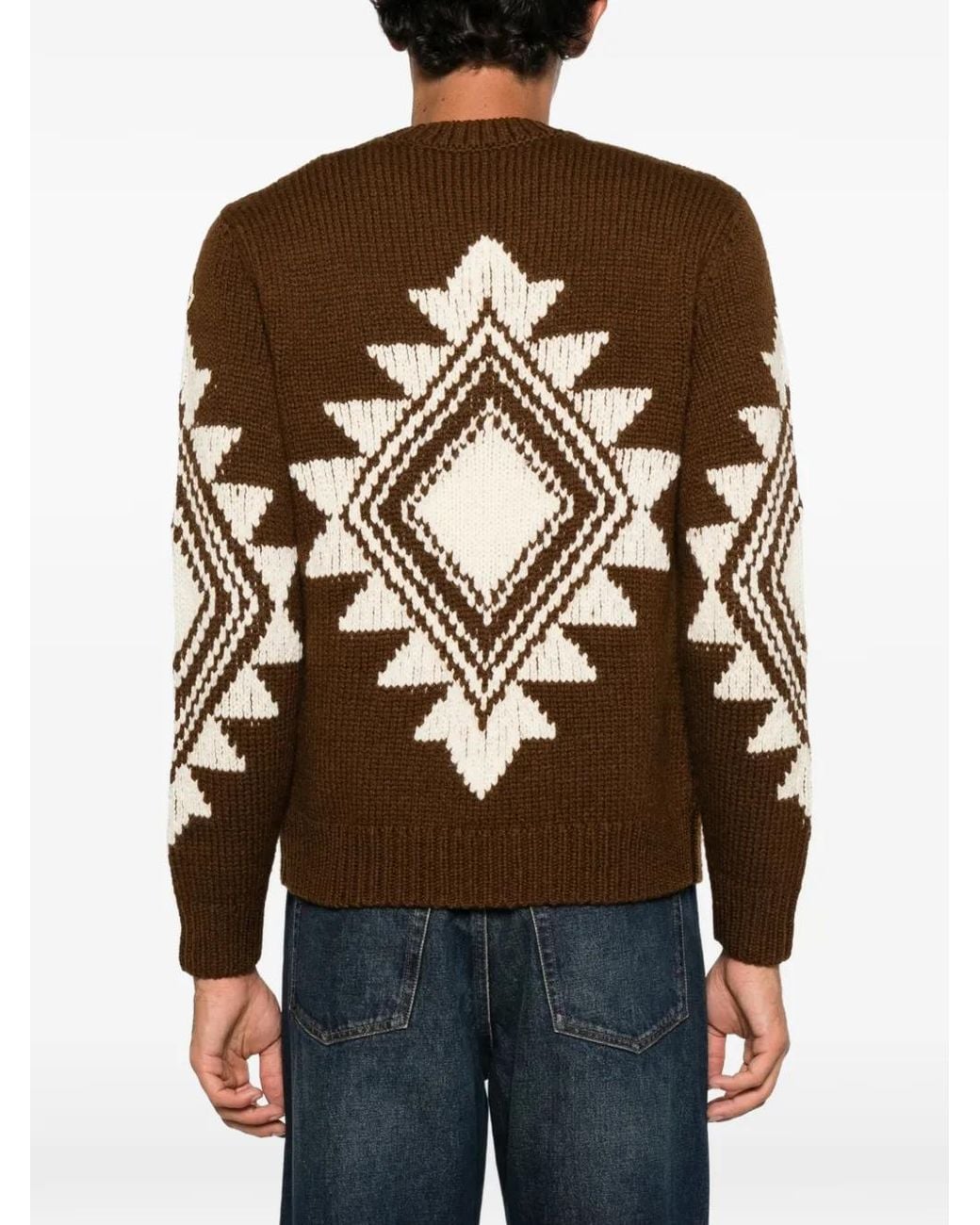 Moncler Brown Pull À Motif En Intarsia En Laine for men