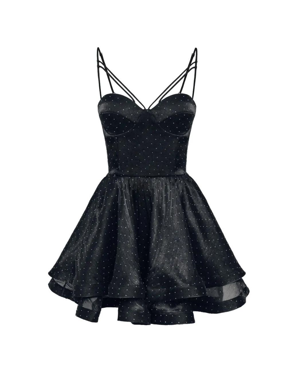 POST MERIDIEM Blue Rhinestone-Embellished Bustier Mini Dress