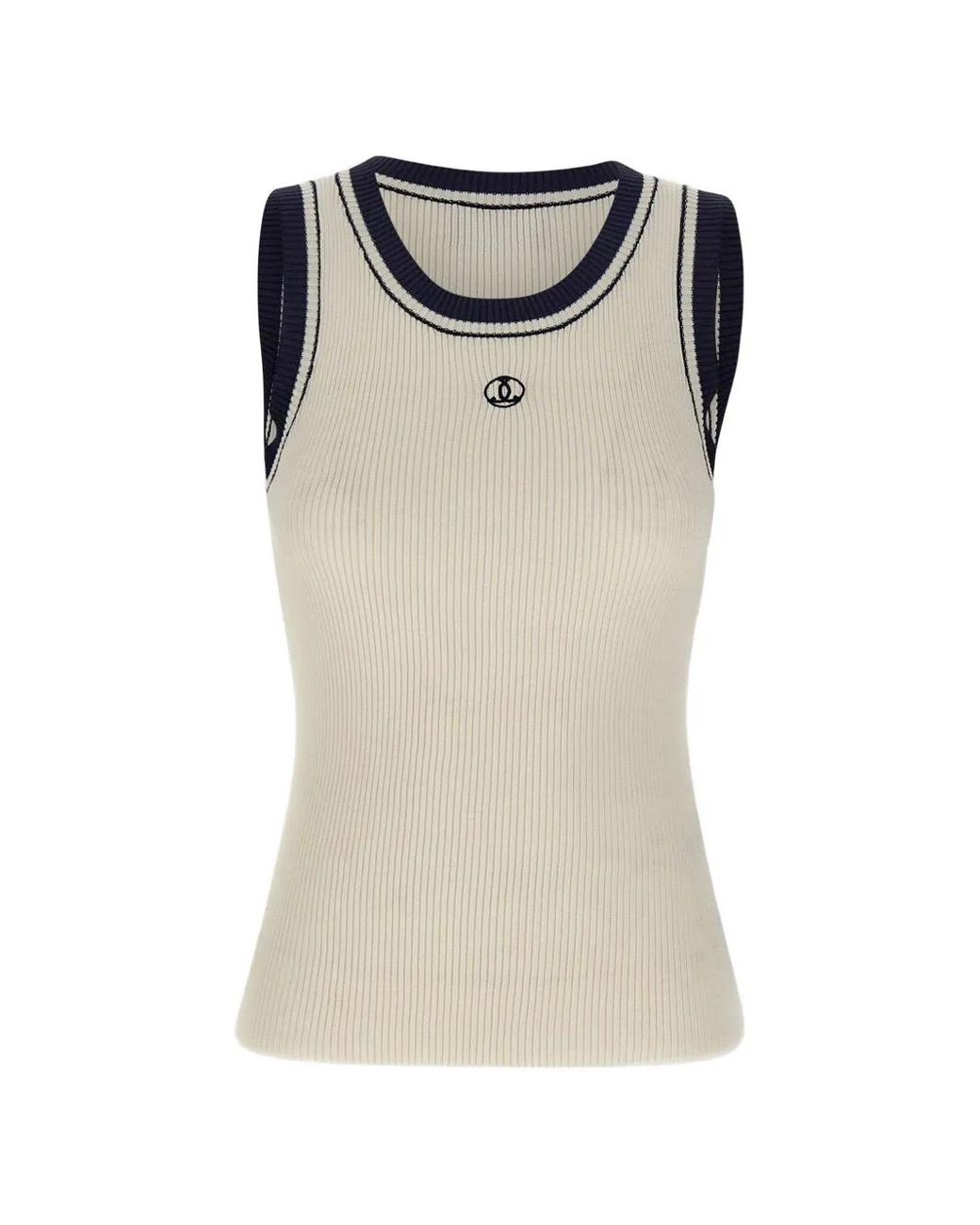 Seafarer Natural Ribbed Logo-Embroidered Top