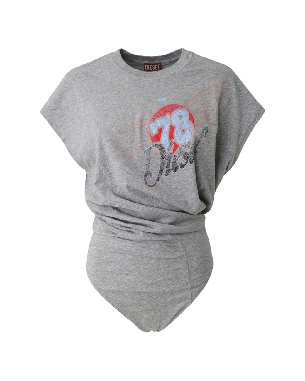 DIESEL Gray Graphic-Print Bodysuit