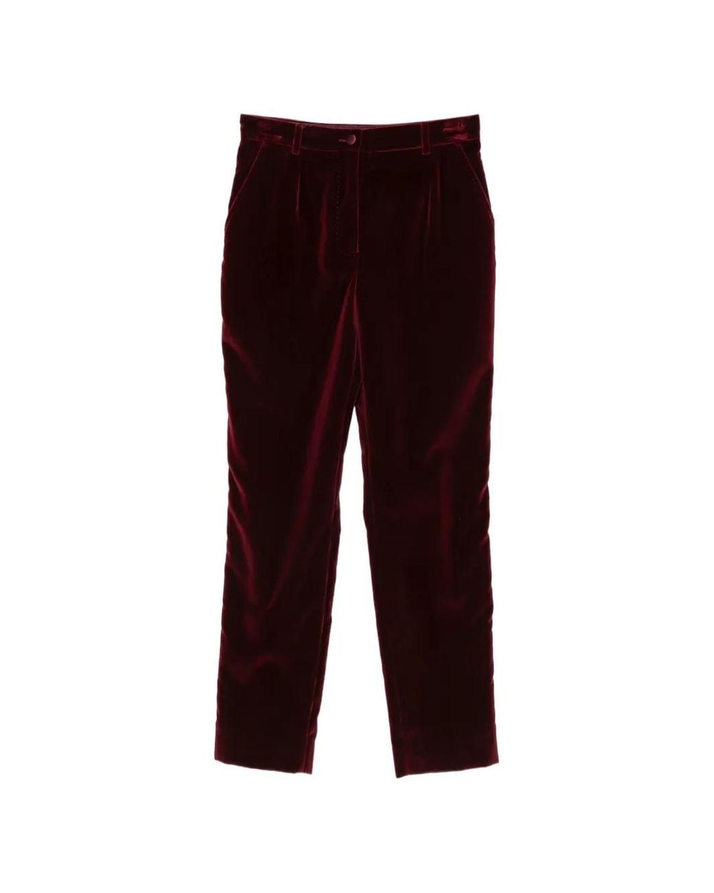 Dolce & Gabbana Red Pantalon En Velours À Bandes Contrastantes