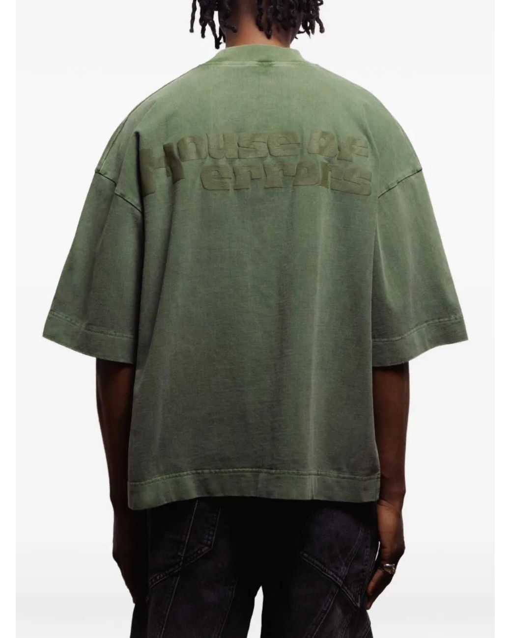 House of Errors Green All-Seeing Logo-Patch T-Shirt for men