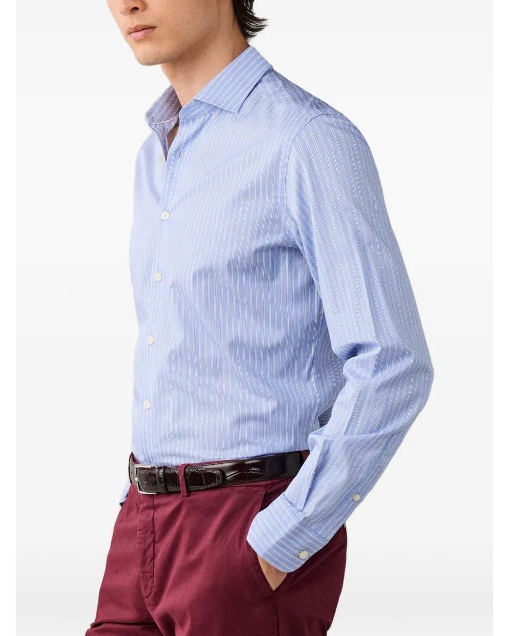 Hackett Blue Twill Striped Shirt for men