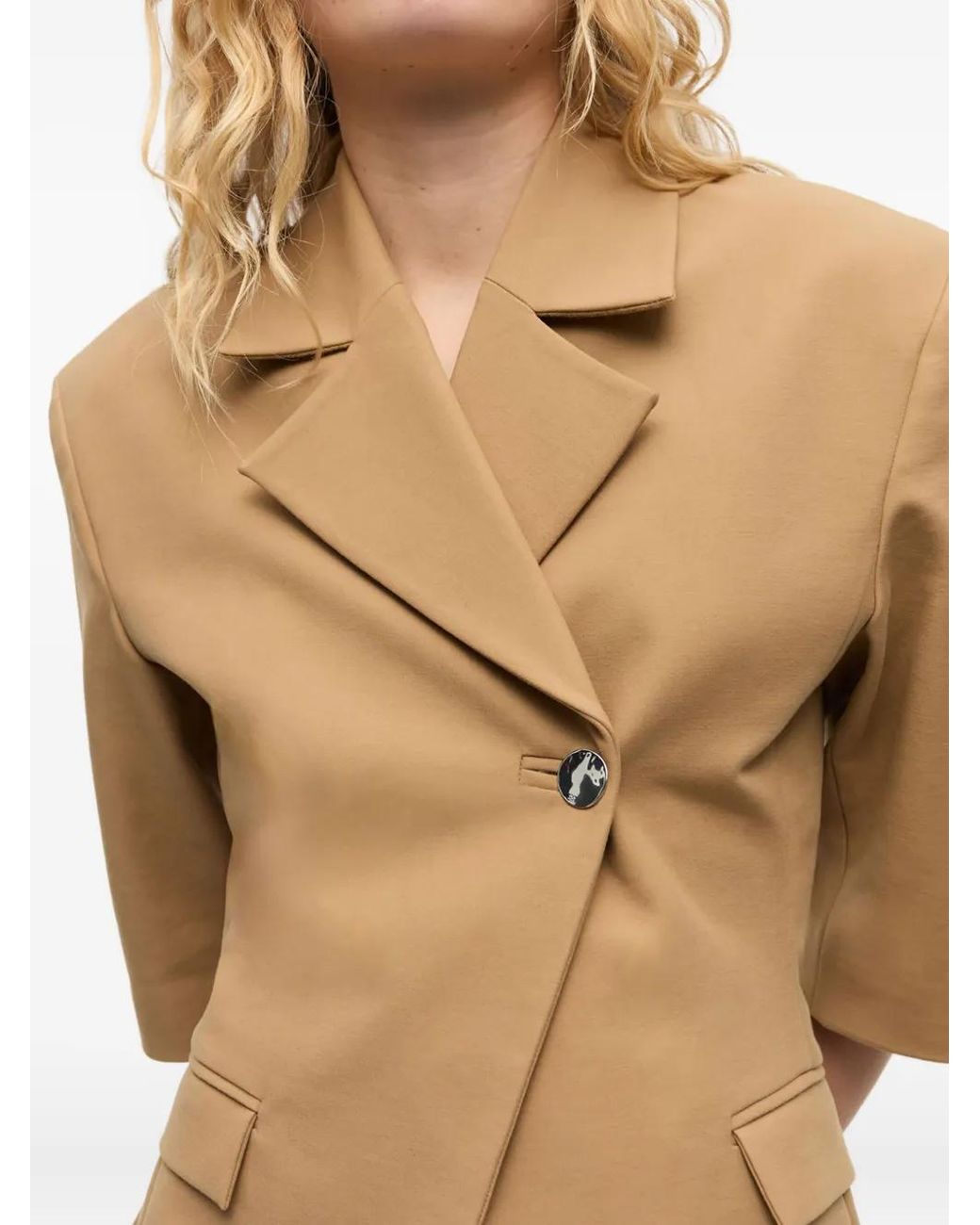 Ganni Natural Short-Sleeved Blazer