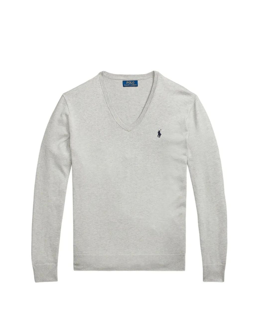 Polo Ralph Lauren Gray V-Neck Logo-Embroidered Sweater for men