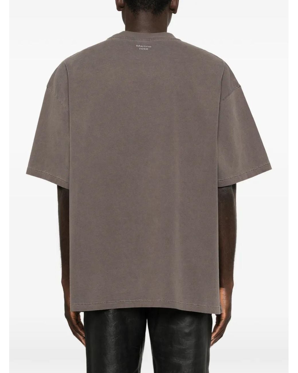 Martine Rose Gray Oversized Cotton T-Shirt With Photographic Print On The Chest And Logo On The Back for men