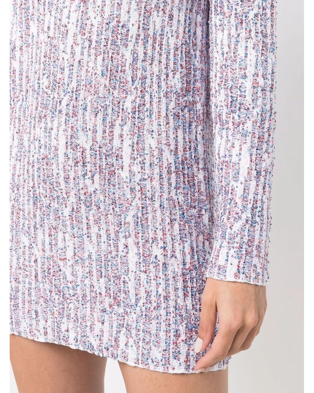 Balmain Purple Sequin-Embellished Long-Sleeve Dress